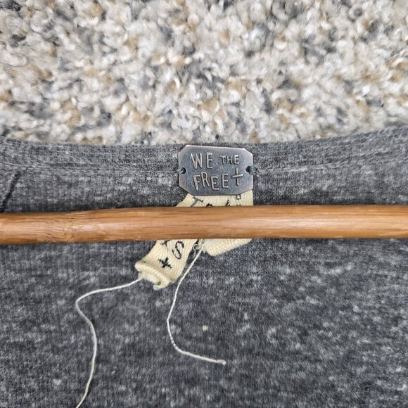 We The Free Top‎ Womens XS Gray Oversized Waffle Knit Thermal Scoop Neck Casual - Picture 6 of 7